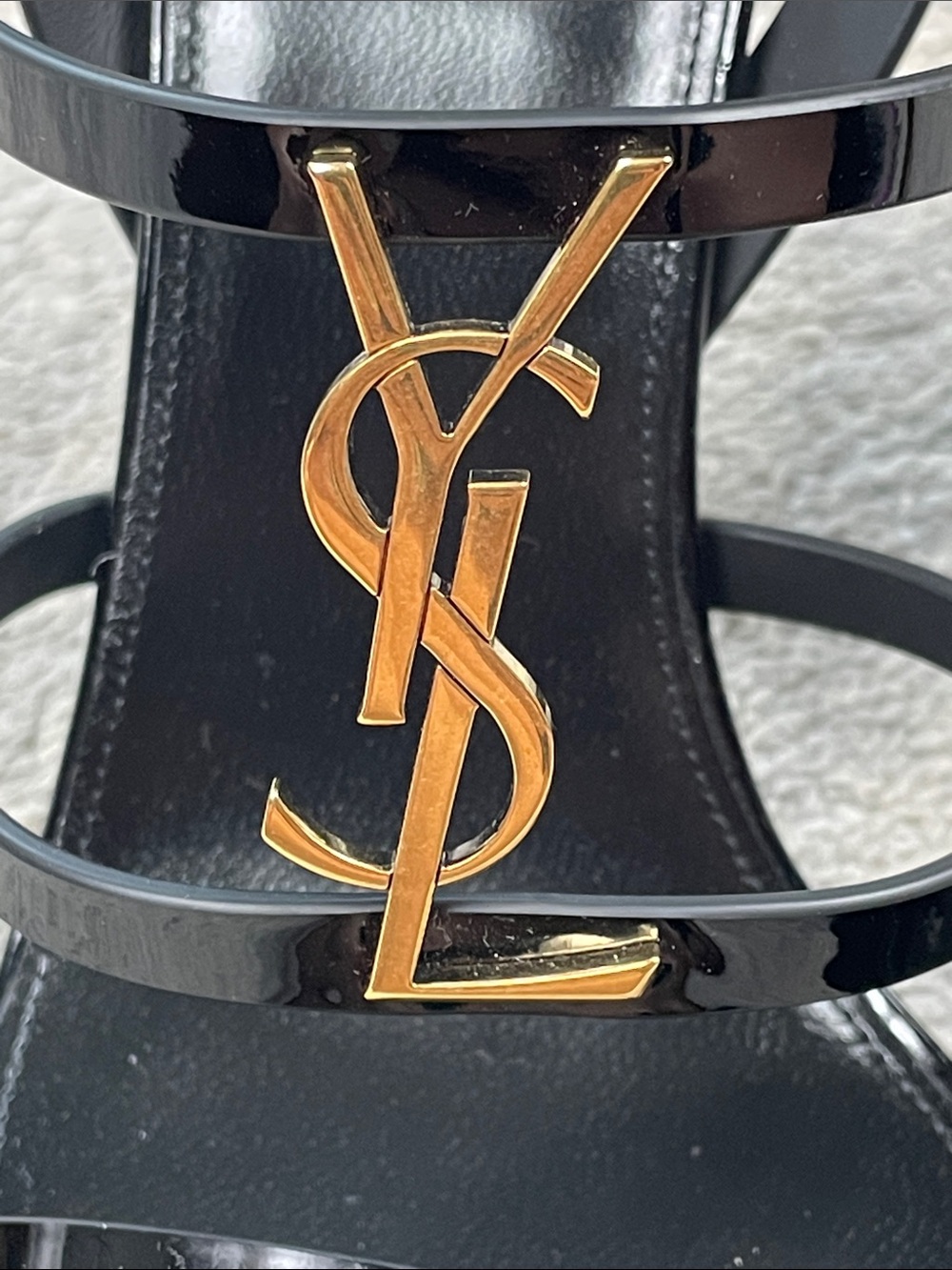 NIB Saint Laurent YSL Logo Plaque Cassandra Patent Leather Sandals Stiletto 40 - Picture 5 of 16